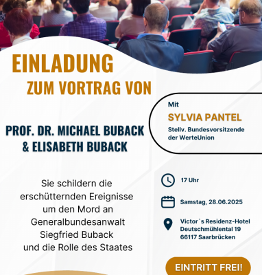Ausschnitt vom Flyer zur Veranstaltung mit Herr und Frau Buback.